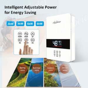 Anlabeier Brand New Design 6000W 220V Tankless Hot Water <b>Heater</b> Wall-Mounted Instant Electric Shower Household English Plastic - Product Image 4
