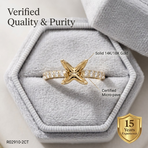 Vente en gros Bijoux fins originaux fabriqués sur mesure en usine 18 carats or jaune massif Bagues de fiançailles en diamant véritable taille brillant pour femmes - Product Image 3