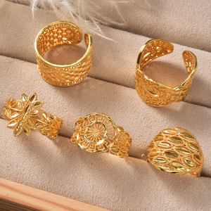Bulk Trendy Copper 18K <b>Gold</b> Plated Flower <b>Ring</b> <b>Set</b> for Women-Engagement Wedding Jewelry - Product Image 2