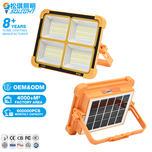 Portable Rechargeable USB 100w Outdoor Waterproof Ip65 Camping Lamp Reflector Stadium Emergency Led Solar Flood Light