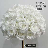 Décoration florale de mariage en stock, boule de fleurs de roses rouges en soie de 50 cm, centre de table pour cérémonie de mariage