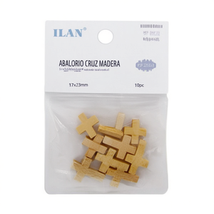 Perline a Croce in Legno Ilan 17x23mm Colore Naturale 10pz - Product Image 1