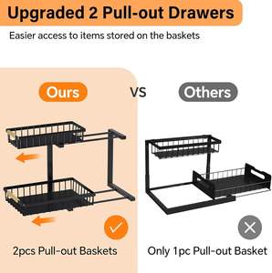 Ménage 2 Niveaux Réglable Tiroir Armoire De Cuisine <span class=keywords><strong>Sous</strong></span> L'évier Salle De Bains <span class=keywords><strong>Placard</strong></span> <span class=keywords><strong>Organisateur</strong></span> Étagère Rack Avec Tiroirs Coulissants - Product Image 2