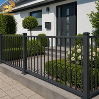 Valla de Aluminio Soldada a Medida de 6 pies de Altura con 3 Rieles, Paneles Planos con Punta, Recubierta con Pintura en Polvo para Seguridad de Jardines y Límites de Viviendas en Canadá