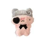 Porte-clés en peluche Tengle, chat noir et chat rose, en coton PP, accessoires de pendentif, breloque de sac, unisexe, 14 ans et plus