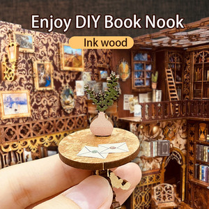 Cutebee modèle Miniature 3D Puzzle librairie éternelle maison <span class=keywords><strong>de</strong></span> poupée en bois avec lumière bâtiment modèle jouets livre Nook Kit - Product Image 4