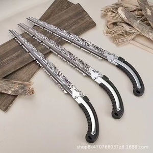 Damascus Steel Hand Saw Straight Blade High Carbon Steel Rubber Handle Garden Pruning Outdoor Logging Tool - Product Image 1
