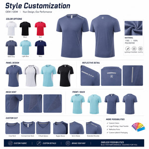 T-shirt personnalisé avec logo, 100% polyester, séchage rapide, 170g, performance, sport, gym, tee-shirt réfléchissant pour la course à pied, marque privée, vente en gros - Product Image 5
