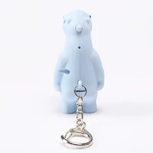 Mini hippopotame dessin animé lumière LED lampe de poche porte-clés vélo porte-clés lumière