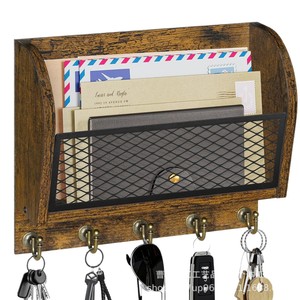 Cross-border wall-mounted magazine <b>organizer</b>, retro <b>file</b> <b>organizer</b>, office mail <b>organizer</b>, solid wood storage rack - Product Image 2