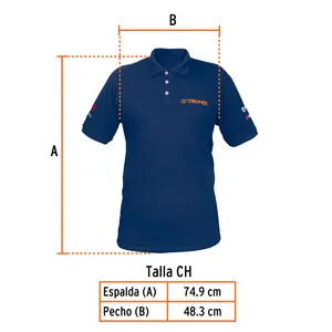 CH Truper da uomo per Polo blu taglia 6XL maglia corta in seta traspirante Spandex ricamato luce bianca di colore scuro - Product Image 3
