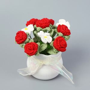 Macetas de Flores Tejidas a Crochet al por Mayor, Macetas de Girasoles, Rosas, Tulipanes y Margaritas para Decoraciones de Bodas, Fiestas, Halloween y Graduaciones - Product Image 3