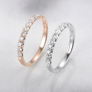 แหวนเพชรโรเดียมครึ่งเม็ดสำหรับผู้หญิง SI1เจียระไนทรงกลมสีขาวและสีโรสโกลด์ตามธรรมชาติสั่ง - Product Image 2