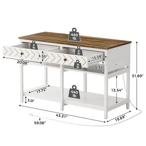 Support d'aquarium moderne de gallon avec station de charge USB intégrée et rangement au fond - Product Image 3
