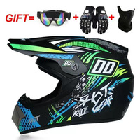 Ensemble de casque de motocross pour enfants homologué FLSB, casque de moto tout-terrain pour jeunes, coque en ABS, lunettes, gants, masque facial, réglable, protection transparente