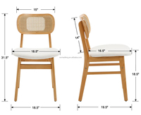 Chaise de salle à manger de cuisine en bois avec coussin moelleux, en rotin et en tissu de lin, échantillon gratuit