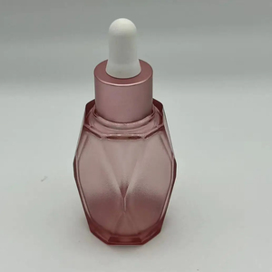 Transparent Pink Prismatic 30ml PETG Plastic Engraving Cosmetic Essential Oil <strong>Dropper</strong> <strong>Bottle</strong> Durable Rubber Skin Care Serum - Product Image 4