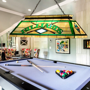 Lámpara Colgante LED Tiffany de 6 Luces, Hecha a Mano, para Mesa de Billar, Rectangular, de Vidrio, para Hogar, Bar, Comedor, Uso Interior, 2 Años de Garantía - Product Image 1