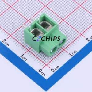 DB166-5.0-2P-GN-P Screw Terminal Block P=5mm Connector ( Construction: 1x2P )( Pitch: 5mm )( Color: Green ) - Product Image 1