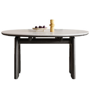 Table à manger ovale extensible avec structure en bois massif pour salle à manger, usage familial - Product Image 2