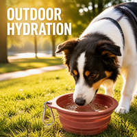 Bol pliable pour chien en silicone de qualité alimentaire, abreuvoir de voyage pliable pour animaux de compagnie avec mousqueton pour le camping en plein air, la randonnée et les chiens