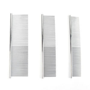 Alat pembersih Stainless Steel untuk Teddy anjing kucing, sisir baris perawatan rambut indah gigi besi panjang ukuran kecil besar - Product Image 2