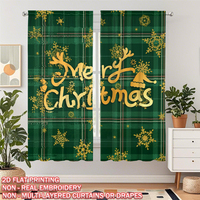 COSENNATUR OEM Özel Baskılı Noel Perde Paneli %100 Polyester Çubuk Cepli 2D Dijital Festival Pencere Örtüsü Toptan Satış