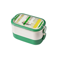 Boîte à lunch portable carrée en plastique PP + acier inoxydable, compartimentée, micro-ondable, durable, capacité de 1 à 3 L, pour les adultes actifs, primaire