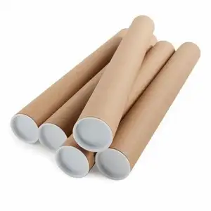 custom long kraft paper cardboard tube with plastic end caps poster mailing shipping tubes factory