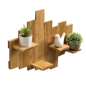 Rak tanaman kunci dinding kayu untuk dekorasi rumah papan tanda kayu multifungsi rak pasang dinding untuk tampilan Organizer bunga tanaman