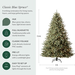 <span class=keywords><strong>Balsam</strong></span> <span class=keywords><strong>Hill</strong></span> <span class=keywords><strong>Sapin</strong></span> de Noël artificiel classique bleu épicéa pré-éclairé de 75 pieds, 2 960+ branches, 1000 lumières LED claires, en polychlorure de polyvinyle - Product Image 3