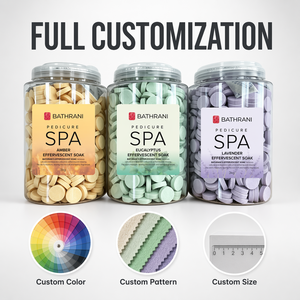 Tabletas Efervescentes para Pediluvio al por Mayor, con Leche y Miel/Granada, en Disco, Tarro de 80g, a Granel, para Pedicura y <span class=keywords><strong>SPA</strong></span>, Baño Efervescente con Glicerina, OEM Personalizado - Product Image 1