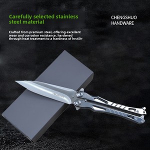 Cuchillo de Mariposa de Entrenamiento de Acero Inoxidable, Diseño Independiente, Sin Filo, Cuchillo Plegable Multifunción para Exteriores - Product Image 6