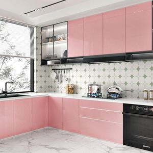 Papel Tapiz Autoadhesivo ORON Rosa Brillante, Vinilo PVC Impermeable y Brillante para Decoración del Hogar, Cocina y Gabinetes - Product Image 2