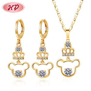 Joyería personalizada colgante de oso, conjuntos de joyería para mujer, conjuntos de collar y pendientes de gota, Zirconia cúbica chapada en oro a granel, latón bonito - Product Image 3