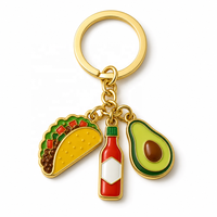 Porte-clés en métal personnalisé, porte-clés en émail souple, breloques Taco, Avocat, Sauce piquante, Piment, cadeau souvenir, vente en gros, porte-clés mexicain