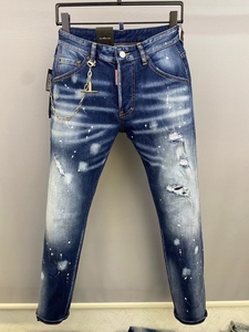 <span class=keywords><strong>Jeans</strong></span> da uomo alla moda stile estivo italiano dritti Casual comodi e rilassati Slim Fit stampa digitale con chiusura a bottone strappata - Product Image 3