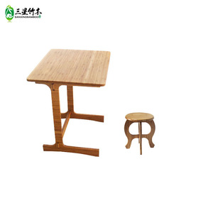 Foldable <b>bamboo</b> and wood side table/cafe table/living room oval wooden coffee table/tea table with thickened <b>bamboo</b> <b>stools</b> - Product Image 1