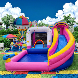 Château gonflable combo licorne 13 pieds avec toboggan et piscine, thème <span class=keywords><strong>dauphin</strong></span>, <span class=keywords><strong>parc</strong></span> aquatique - Product Image 1