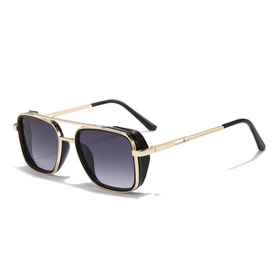 2024 nouveau Double faisceau métal lunettes <span class=keywords><strong>de</strong></span> soleil pour hommes femmes dégradé Punk carré Vintage lunettes <span class=keywords><strong>de</strong></span> soleil <span class=keywords><strong>nuances</strong></span> - Product Image 2