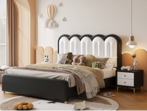 <span class=keywords><strong>Lit</strong></span> d'enfant moderne en bois rembourré en silicone couleur crème, <span class=keywords><strong>lit</strong></span> <span class=keywords><strong>de</strong></span> princesse pour filles, design simple <span class=keywords><strong>rose</strong></span> poudré pour chambre à coucher - Product Image 3