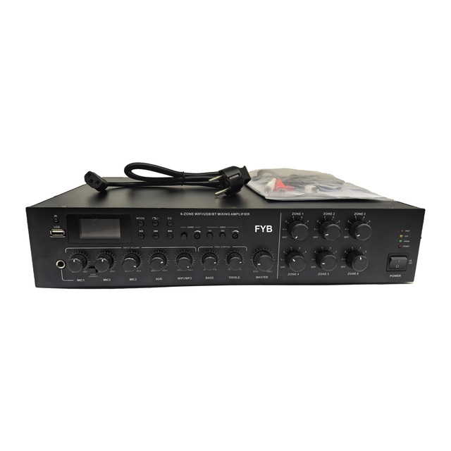 FYB 6 Zone  100V PA Mixer Amplifier 120W 240W 350W Build in MP3/Bluetooth/WIFI  Mixer Amplifier for Background Music