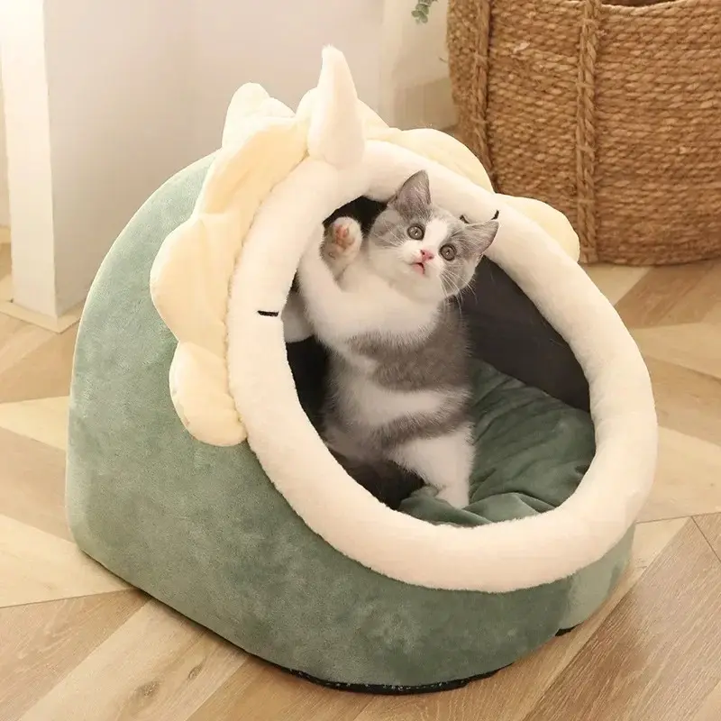 Ngọt ngào mèo giường ấm áp vật nuôi giỏ ấm cúng Kitten Lounger đệm mèo Nhà lều cho Có thể giặt Cave mèo giường
