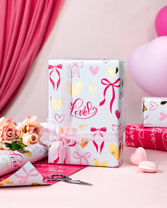 Valentine's Day gift wrapping <b>paper</b> Pink bow-shaped wrapping <b>paper</b> Wedding wrapping <b>paper</b> Gold heart-shaped wrapping <b>paper</b> - Product Image 5