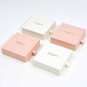 Boyang Custom Paper Drawer Jewelry Necklace <strong>Earing</strong> Packaging <strong>Boxes</strong> with Pouch - Product Image 2