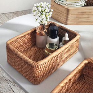 モダンな籐製長方形手編みエコフレンドリー精密製造多目的収納バスケット（キッチン＆リビングルーム用） - Product Image 4