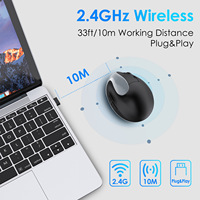 Mouse optik vertikal ergonomis 2.4GHz, tetikus optik vertikal, nirkabel, USB 3D, gaya 1600 DPI tinggi, dapat disesuaikan untuk tangan besar, stok LED untuk PC Game