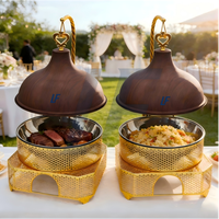 Ensemble de plats de buffet de luxe pour la restauration et les fêtes, en acier inoxydable, chauffe-plats, présentoir de nourriture, chauffe-plats à vendre