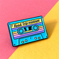 Badge en émail souple personnalisé en métal, motif Mixtape Road Trip Cassette Pastel, fabrication économique