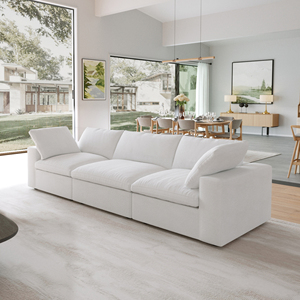 ATUNUS Divano Componibile <span class=keywords><strong>Moderno</strong></span> a Forma di U per <span class=keywords><strong>Soggiorno</strong></span>, Lavabile, 4 Posti, <span class=keywords><strong>Bianco</strong></span>, Stile Nuvola, Set Divani Modulari per Famiglia - Product Image 1